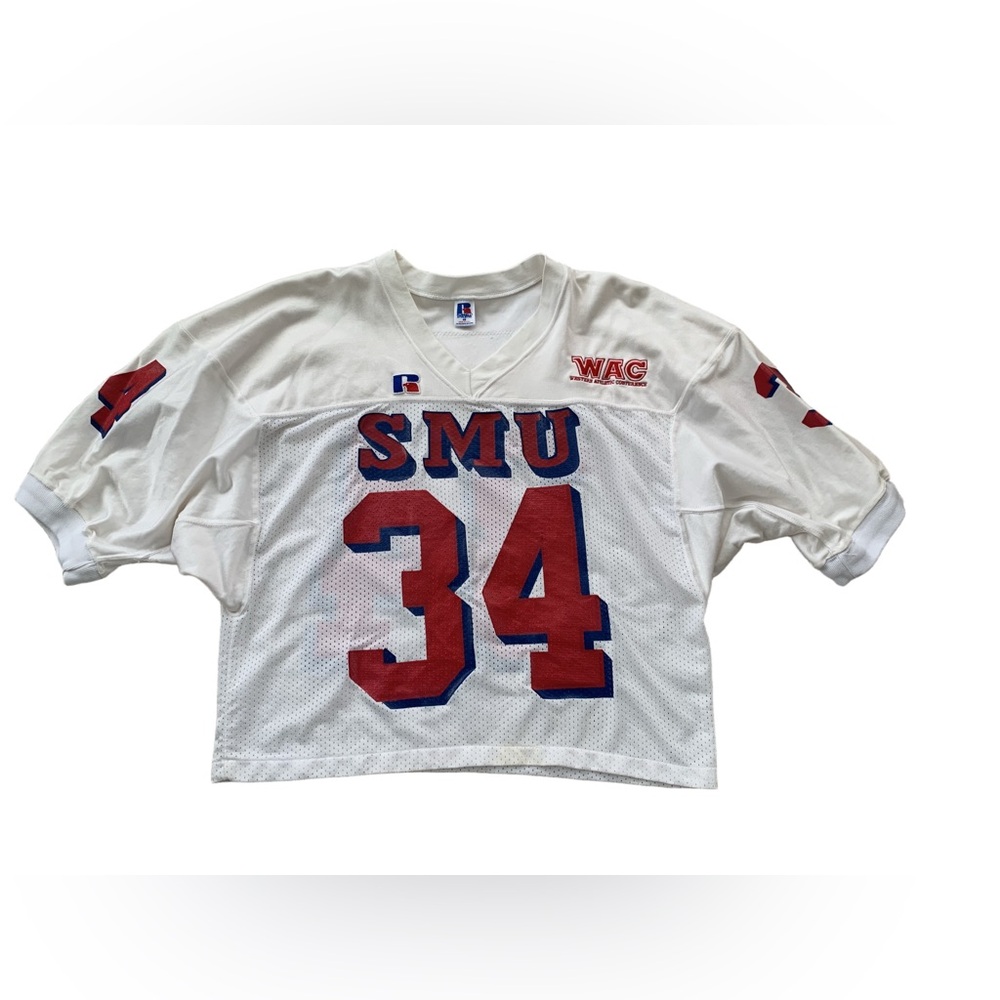 Vintage SMU Mustangs Game Worn Football Jersey McGraw Russell Athletic WAC 90s